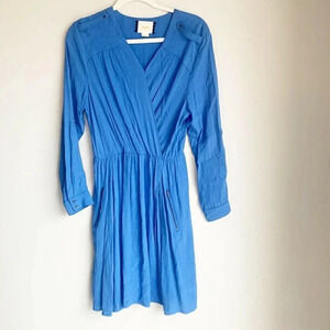 Anthropologie Maeve Size small  Blue Lene Crepe Faux Wrap Dress